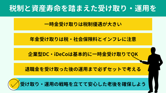 税制と資産寿命を踏まえて戦略的な受け取り・運用を 税制と資産寿命を踏まえて戦略的な受け取り・運用を